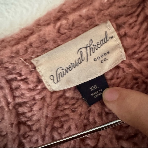 Cozy Boho Chunky Cable Knit Cardigan Rose Pink Open Front XXL Universal Thread - Picture 6 of 11